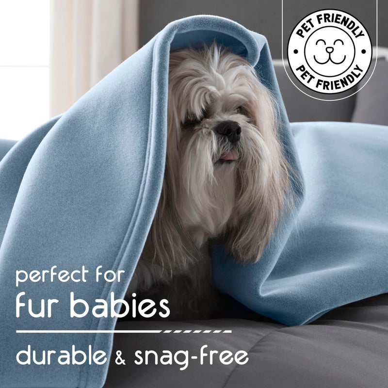 Vellux 1B07056 Original Insulating Core Hotel Style Solid blanket Machine Washable Soft Cozy Warm Thermal Durable Pet Friendly All Seasons Layering Bed Sofa Blankets, Twin, Blue - Image 5